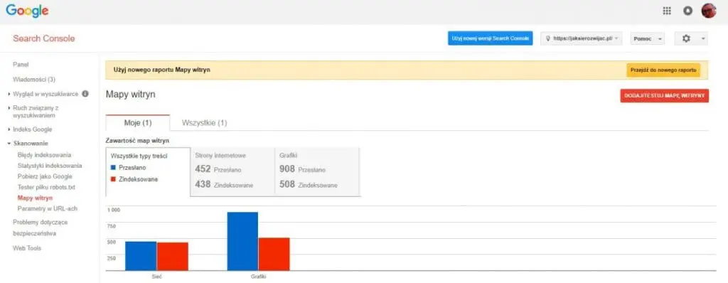 Google search console - ustawienie mapy witryny xml