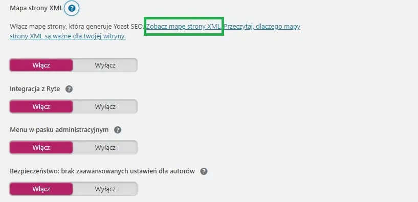zobacz mapę strony xml za pomocą wtyczki yoast seo