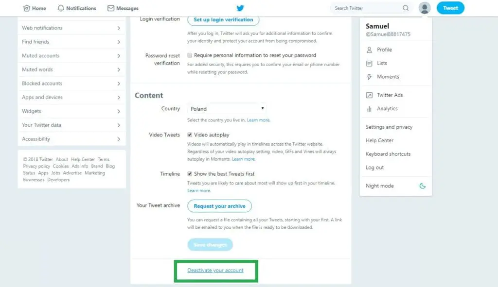 jak usunąć konto na Twitterze i dezaktywować twittera - część 2