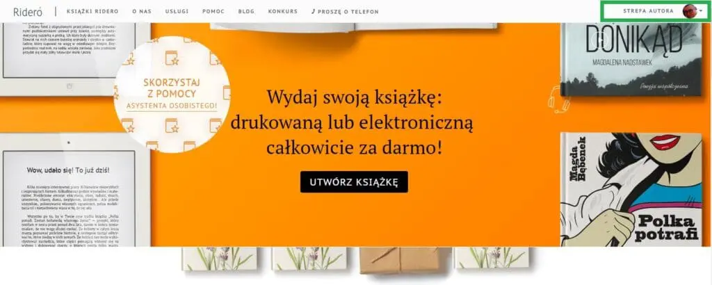 strefa autora w serwisie ridero by wydać i sprzedać własną książkę