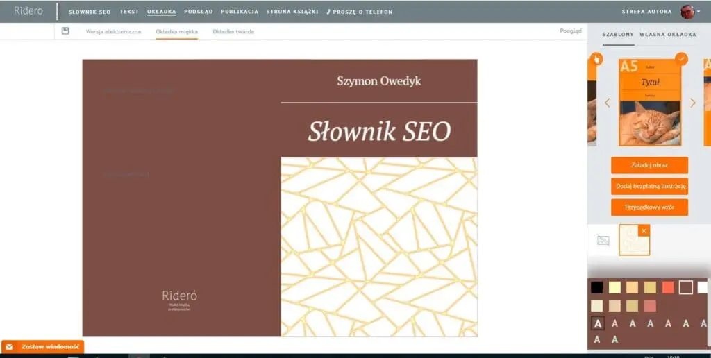 utwórz nową książkę w serwisie ridero - przygotowanie okładki książki i ebooka