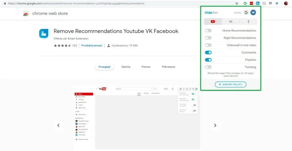 usuń rekomendacje youtube przez wtyczkę chrome i firefox remove recommendations youtube - część 2