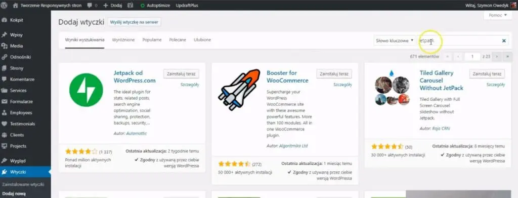 zainstaluj wtyczkę JetPack WordPress