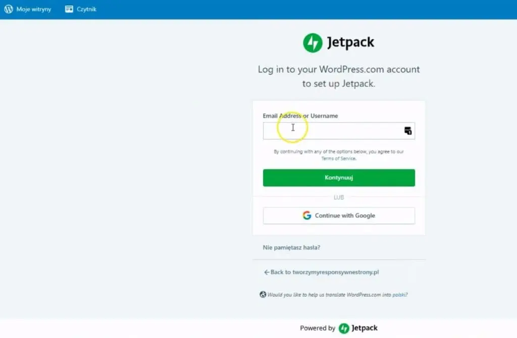 zainstaluj wtyczkę JetPack WordPress - połączenie z wordpress com