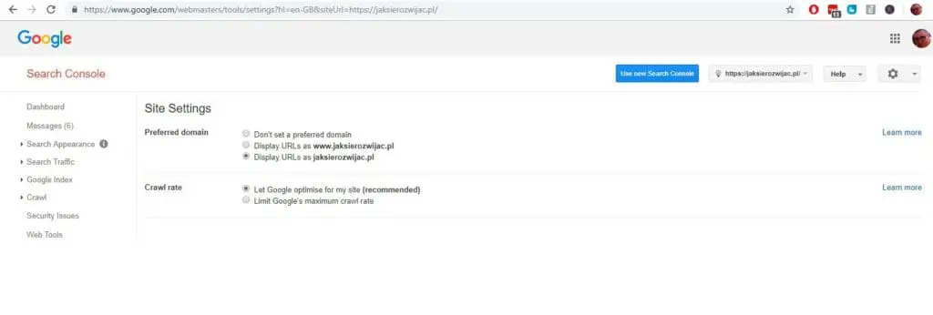 google search console optymalizacja strony przez ustawienie przekierowania 301