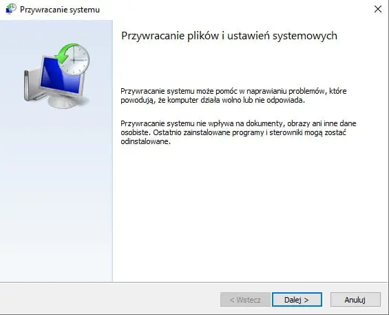 Dalsze przywracanie plików i ustawień systemowych Windows 10, 7, 8 i 8.1