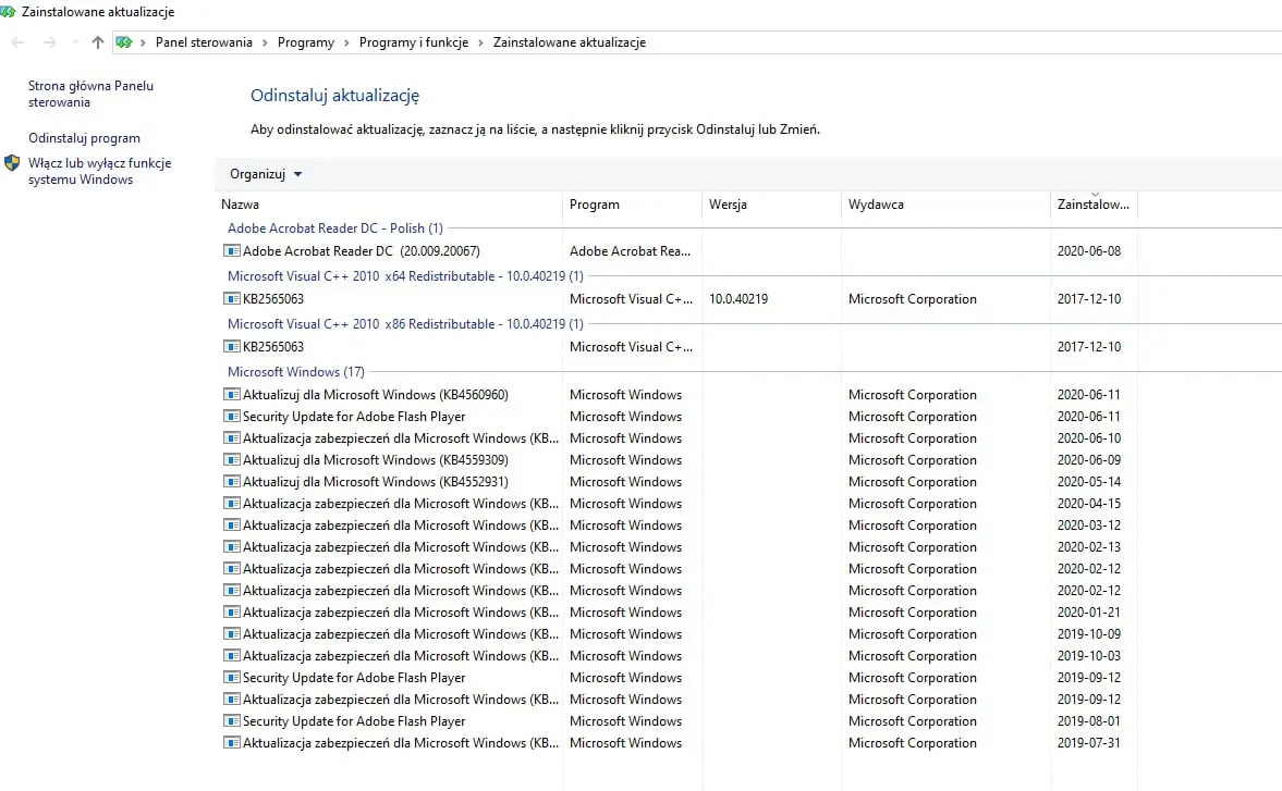 przywracanie systemu Windows 10 i 8.1 i 7 przez usunięcie pewnych aktualizacji systemu i aplikacji sterowników
