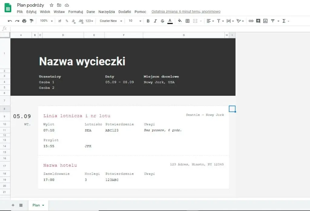 Plan podróży czyli planowanie wakacji i wycieczki