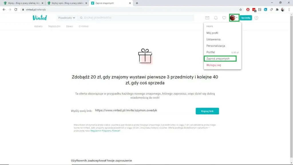 program partnerski Vinted pozwala zarabiać na odzieży używanej online