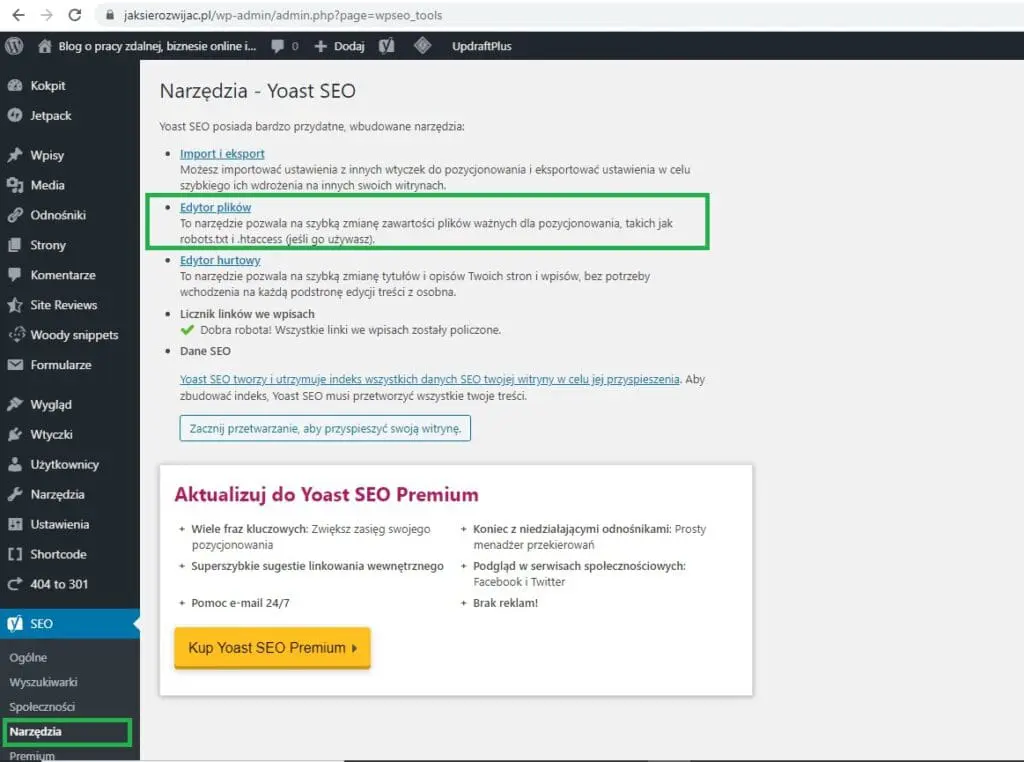 Przekierowanie http na https WordPress przez wtyczkę Yoast SEO