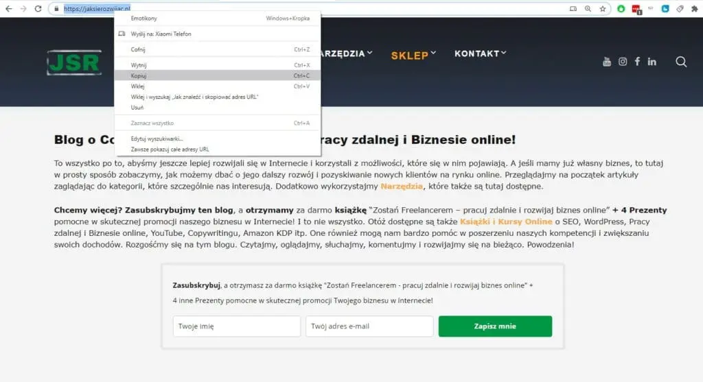 Jak znaleźć i skopiować adres URL - część 2