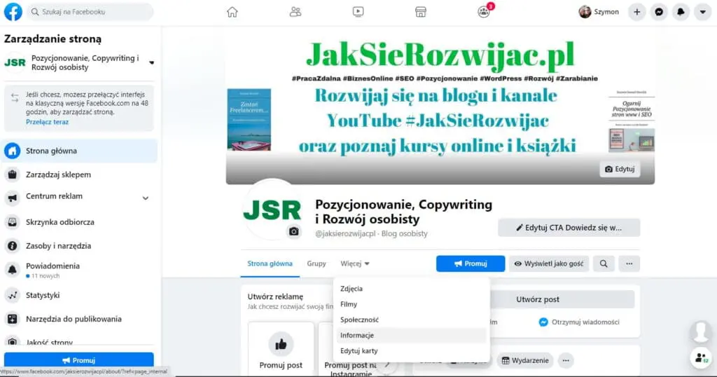 Zmiana adresu url na Faceboku FB