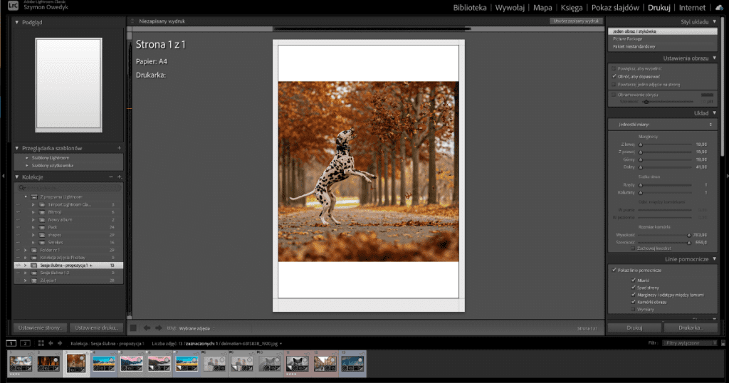 adobe lightroom drukuj