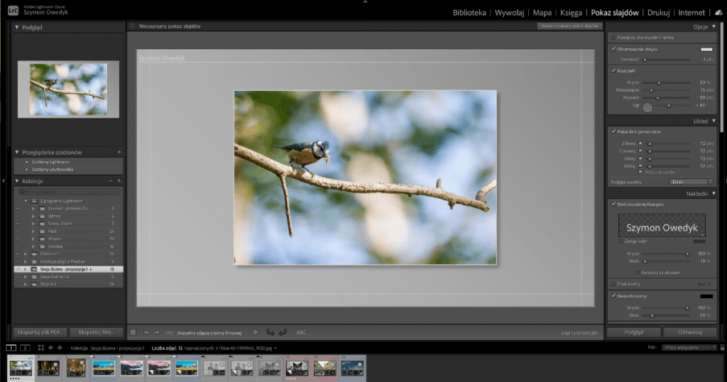 adobe lightroom pokaz slajdów