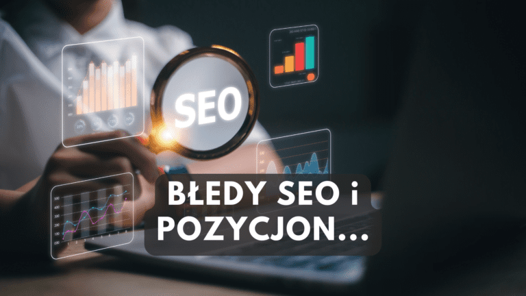 Mężczyzna z lupą, na której jest napisane SEO, który siedzi przed laptopem i zastanawia się nad skuteczną promocją swojej strony WWW w Internecie