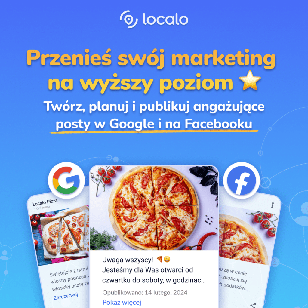 pomaga publikować angażujące posty w Google i na Facebooku