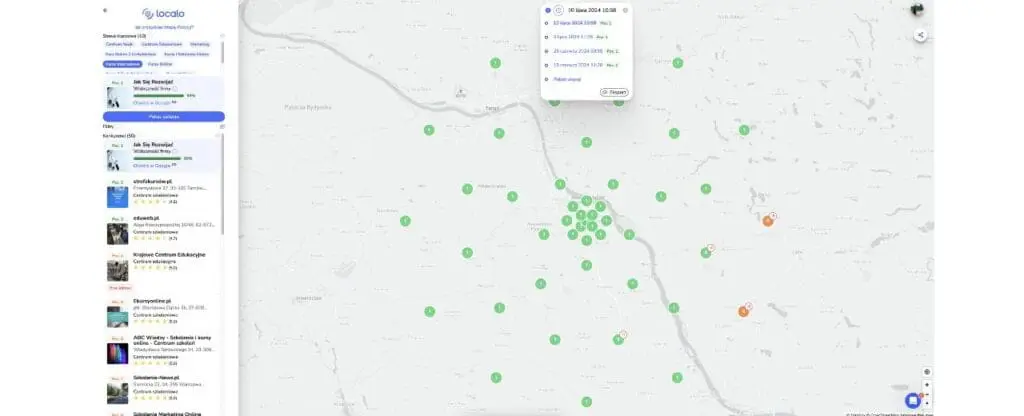 Mapa pozycji profilu firmy w Google