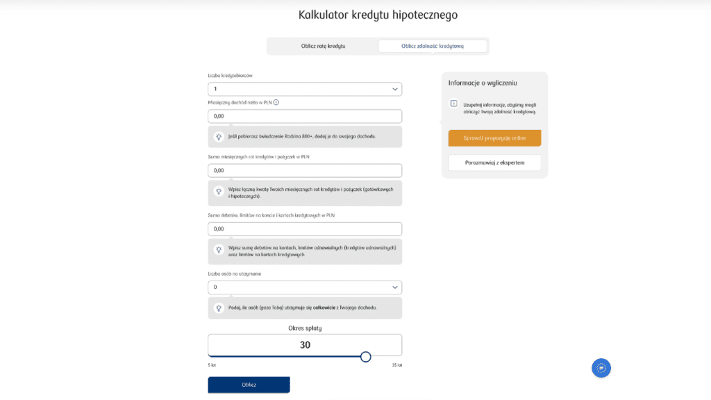 kalkulator zdolności kredytowej