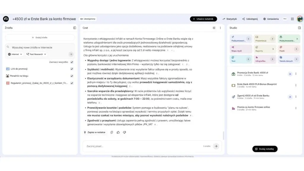 Notebook LM poradnik o promocji bankowej