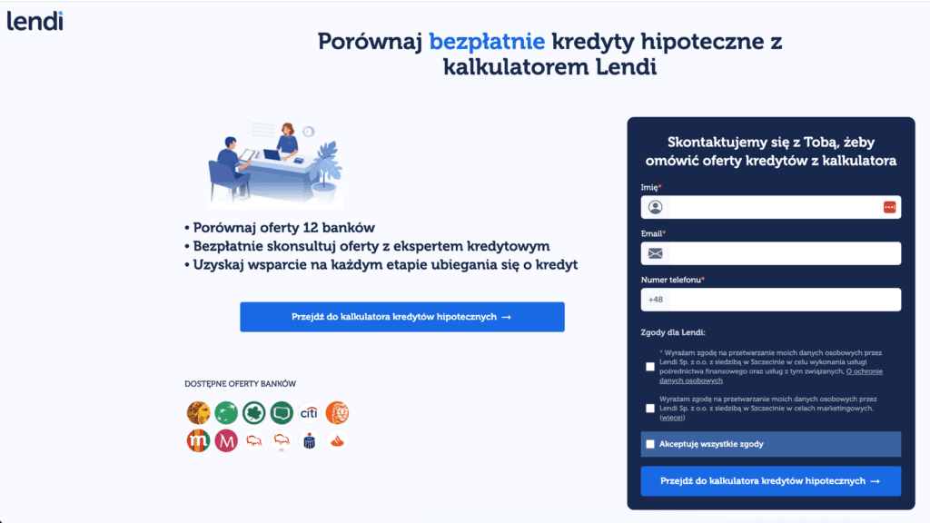 kalkulator kredytu hipotecznego Lendi