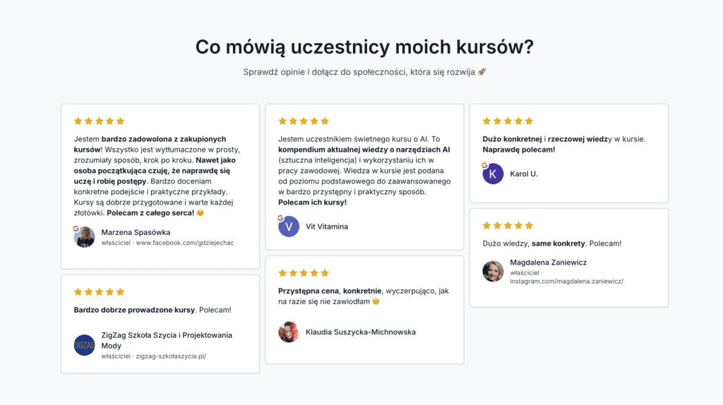 opinie klientów o kursach online