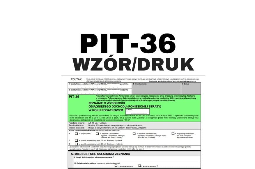 PIT 36 PDF - druk i wzór - dla prowadzących działalność gospodarczą